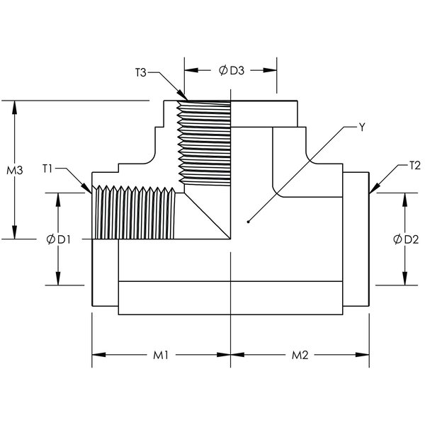 World Wide Fittings Female Pipe Tee Stainless Steel 5605X08X08X08SS